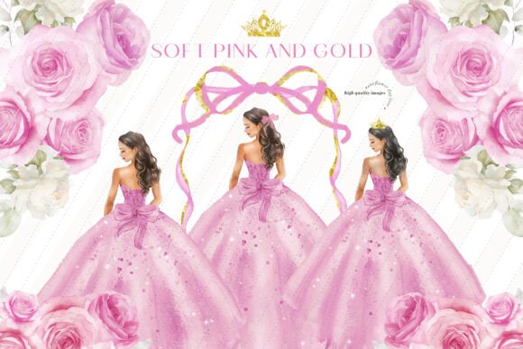 Download Soft Pink Gold Bow Princess Clipart - Bow Collection