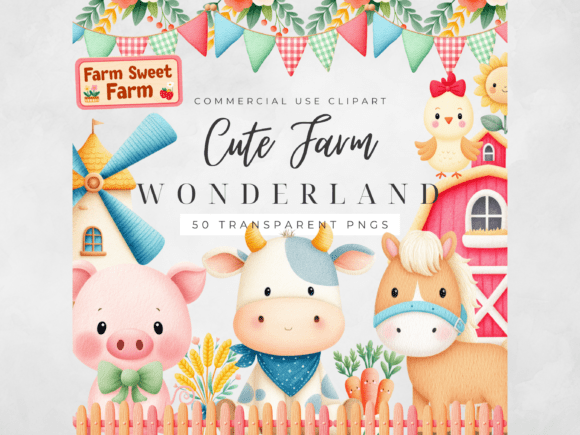 Download Farm Animals Clipart Watercolor Kids PNG - Watercolor kids Collection