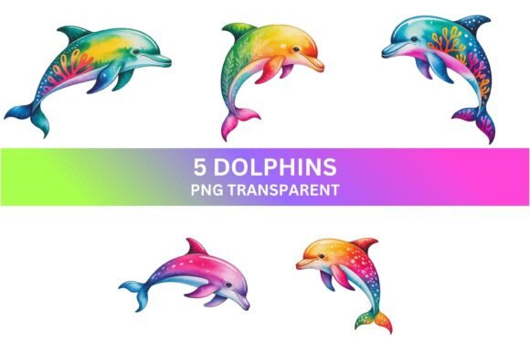 Download Rainbow Dolphin Clipart PNG Set - Bow Collection