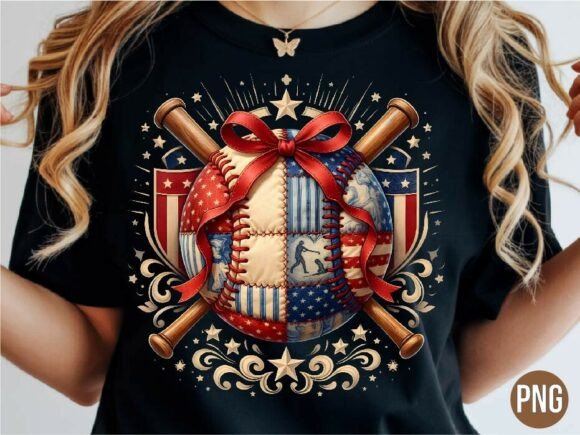 Download Patriotic Patchwork Baseball Bow PNG - Bow Collection