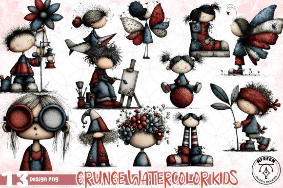 Download Grunge Watercolor Kids PNG - Watercolor kids Collection