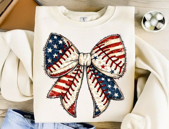 Download USA Flag Baseball Bow Sublimation Design - Bow Collection