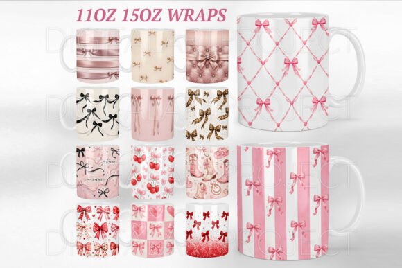 Download Coquette Bow Mug Wraps PNG Bundle, Bow - Bow Collection