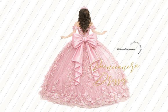 Download Pink Quinceañera Dress Bow Clipart - Bow Collection