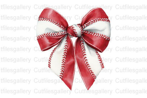 Download Red White Stitch Baseball Bow PNG - Bow Collection