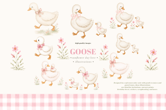Download Cute Baby Goose Pink Bow Floral Clipart - Bow Collection
