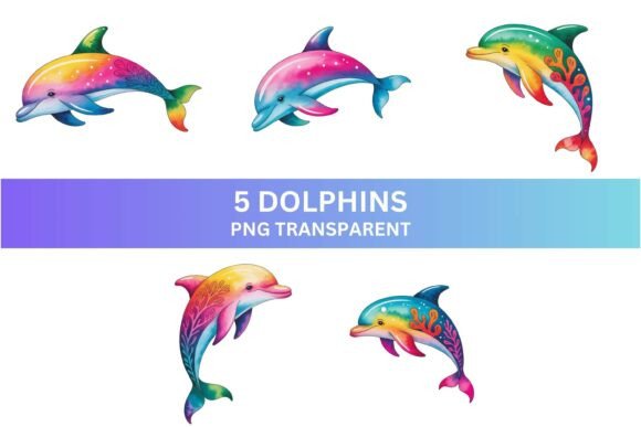Download Rainbow Dolphin Clipart PNG Set - Bow Collection